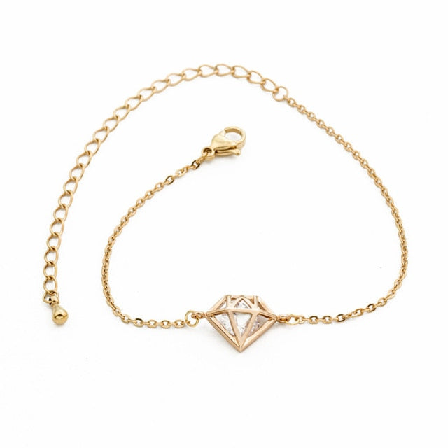 Rose Gold  CZ Love Long Bar Choker Necklace
