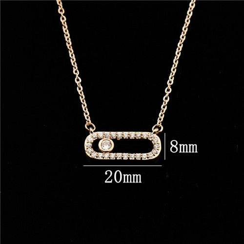 Rose Gold  CZ Love Long Bar Choker Necklace