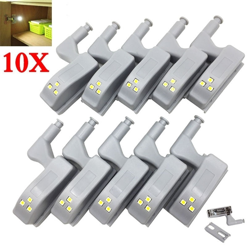 10pcs LED Inner Hinge Lamp Under Cabinet Lights Universal Wardrobe Cupboard Sensor Lights