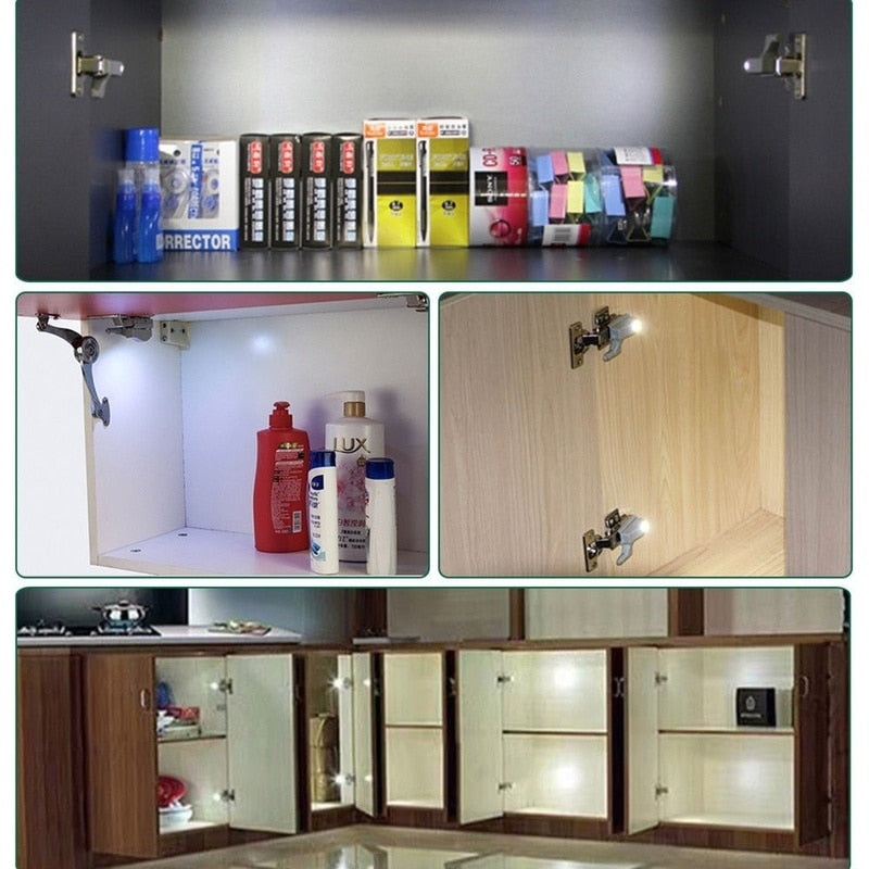 10pcs LED Inner Hinge Lamp Under Cabinet Lights Universal Wardrobe Cupboard Sensor Lights