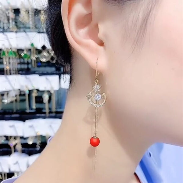 Pendientes vintage con borlas largas y colgantes de viento