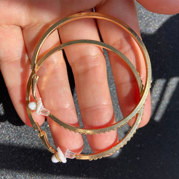 Pendientes grandes con forma de aro y clip, sin agujero, geométricos, redondos, sin perforación