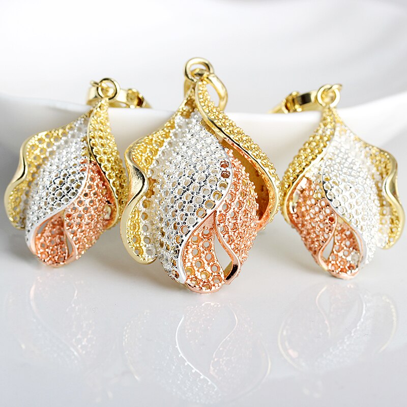 Bohemia  Earrings Necklace Pendant Flower Jewelry Sets For Women