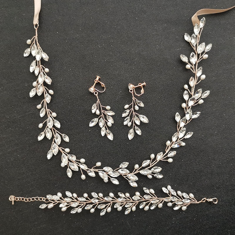 Handmade Freshwater Pearls Austrian Crystal Bridal Jewelry Set