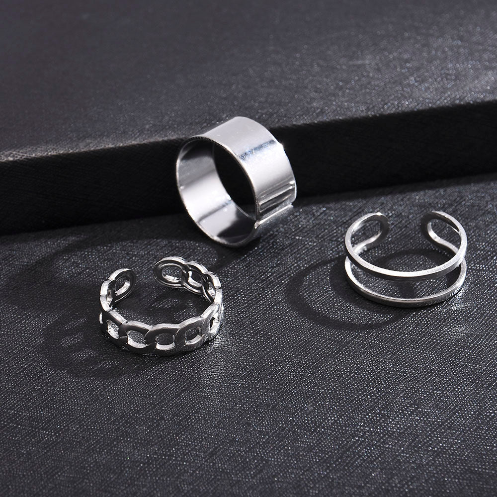 3pcs Hip Hop Punk Open Ring