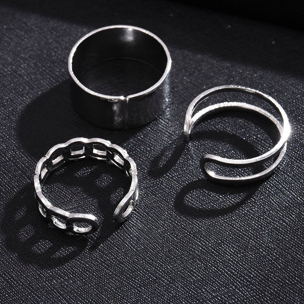3pcs Hip Hop Punk Open Ring