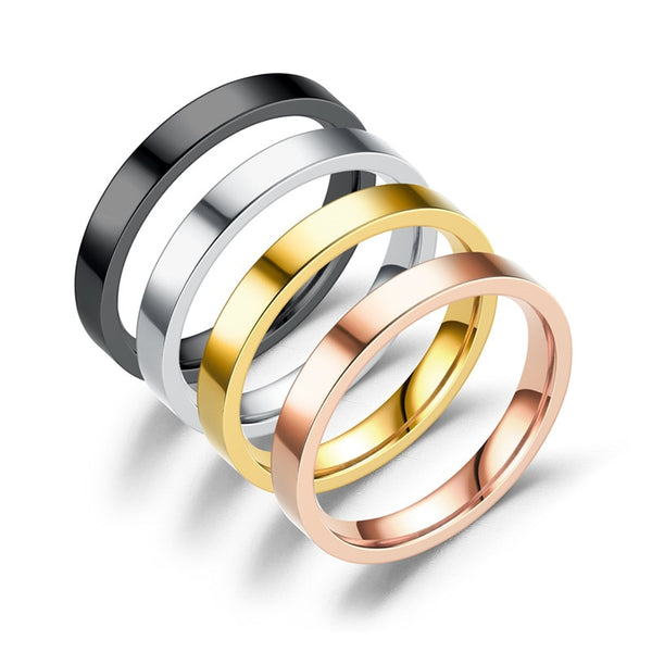 Anillo elegante de fiesta de acero inoxidable color oro rosa negro