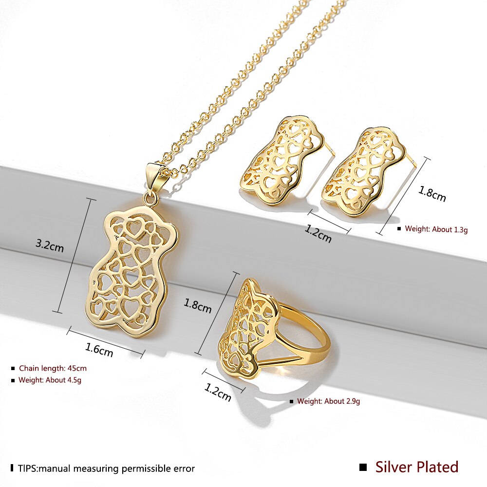 Earrings Jewelry Hollow Wedding Bear Sets