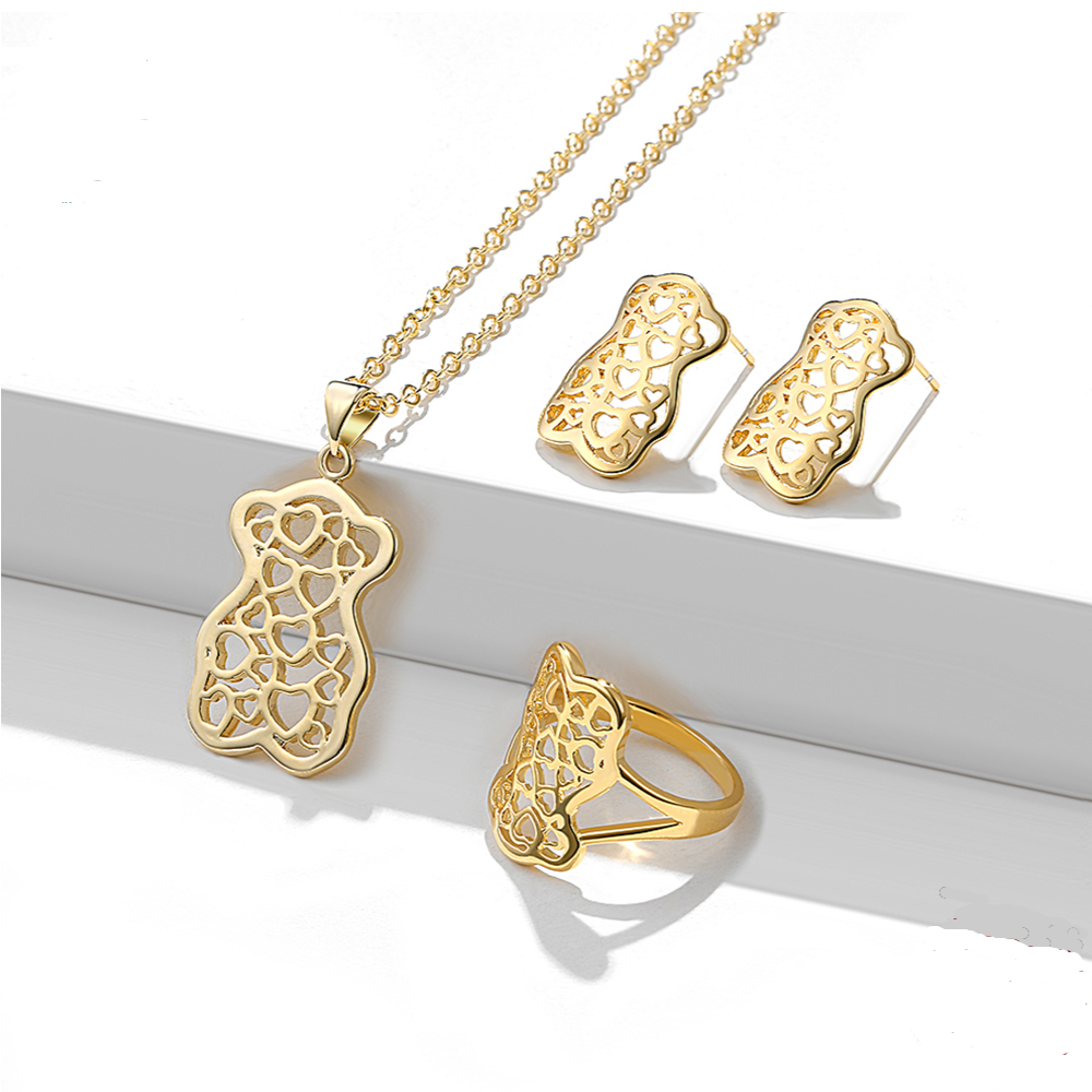 Earrings Jewelry Hollow Wedding Bear Sets