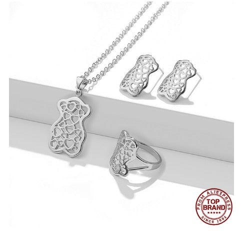 Earrings Jewelry Hollow Wedding Bear Sets