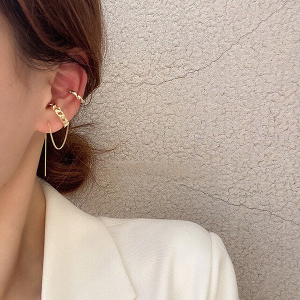 Pendientes largos de cadena con borlas para mujer