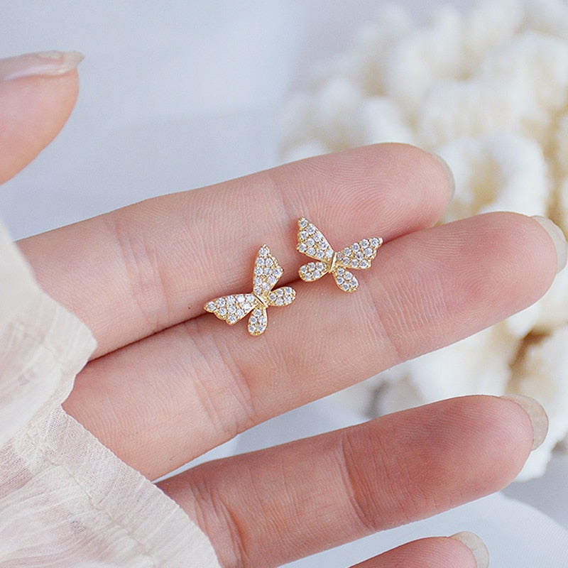 Micro-inlaid Butterfly Wings, Zircon Earrings For Women