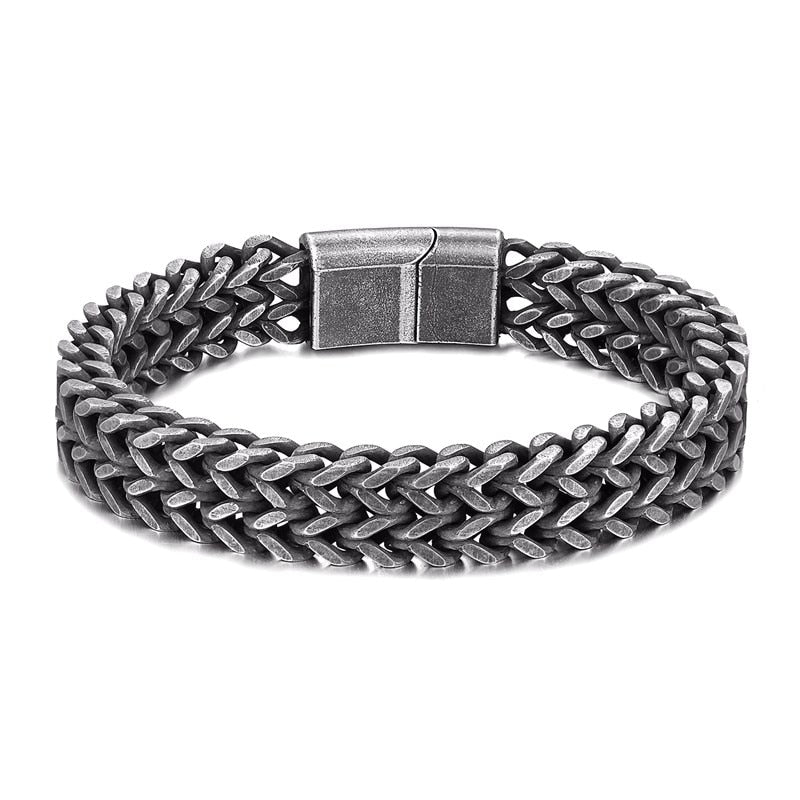 Gold Black  Wide Cuban Link Chain Bracelet Men