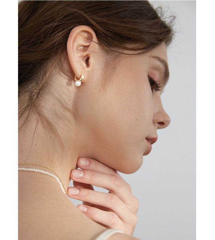 New Cute Pearl Studs Small Hoop Earrings