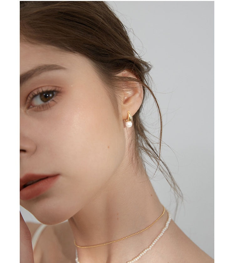 New Cute Pearl Studs Small Hoop Earrings