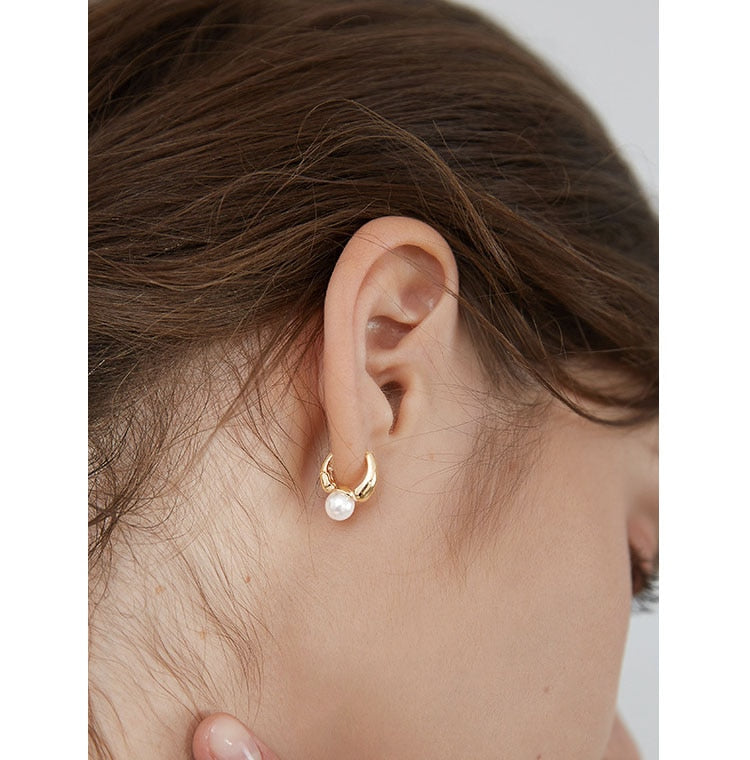 New Cute Pearl Studs Small Hoop Earrings