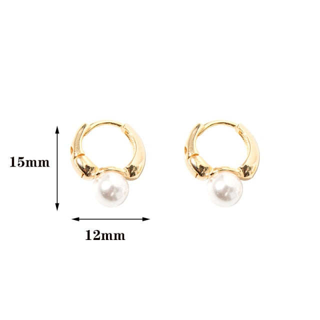 New Cute Pearl Studs Small Hoop Earrings