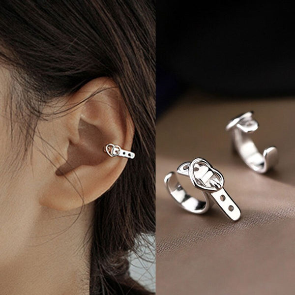 Korean Fashion Heart Belt Waistband Shape Small Ear Clip Earring For Women
