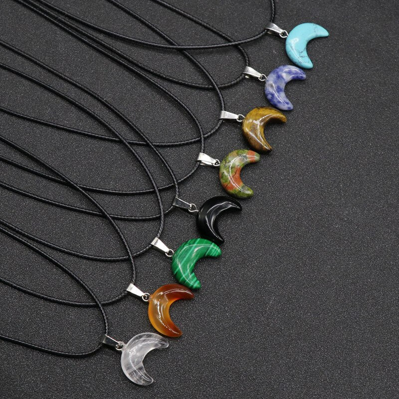 Small Moon Stone Crescent Pendant 1pcs