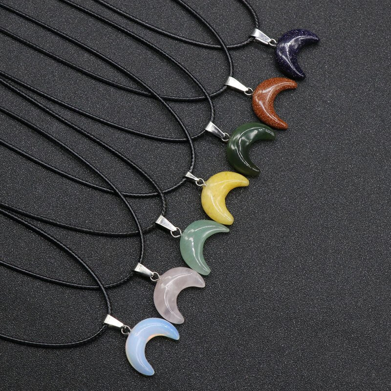Small Moon Stone Crescent Pendant 1pcs