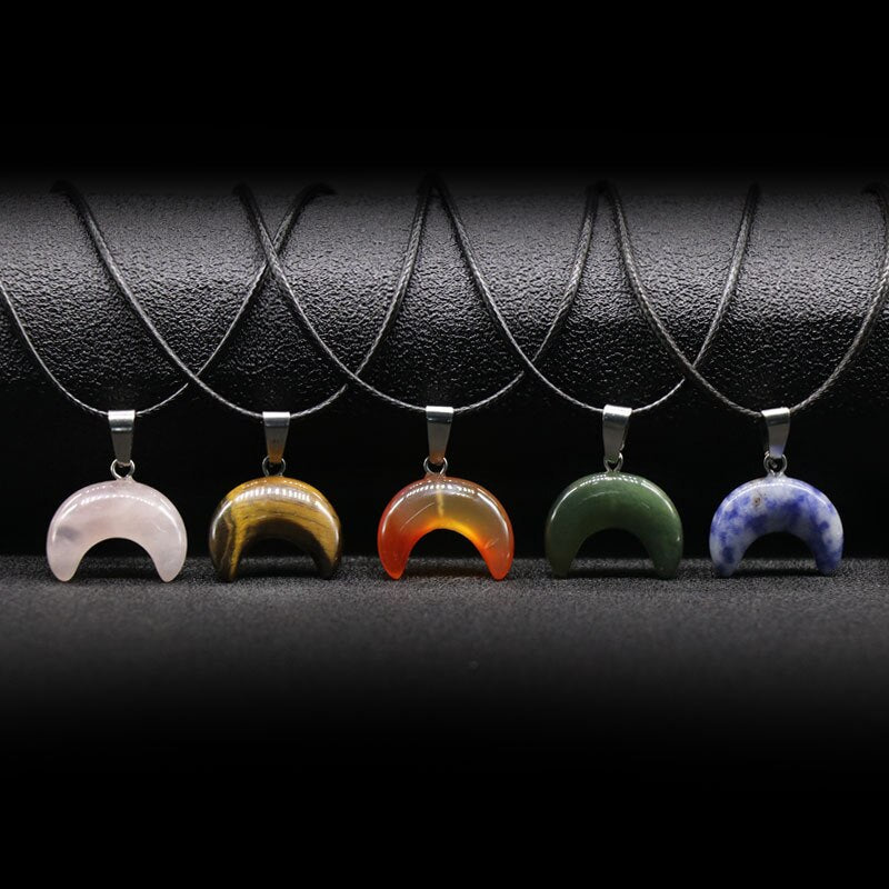 Small Moon Stone Crescent Pendant 1pcs