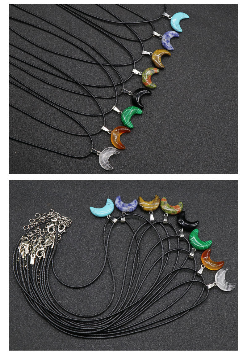 Small Moon Stone Crescent Pendant 1pcs