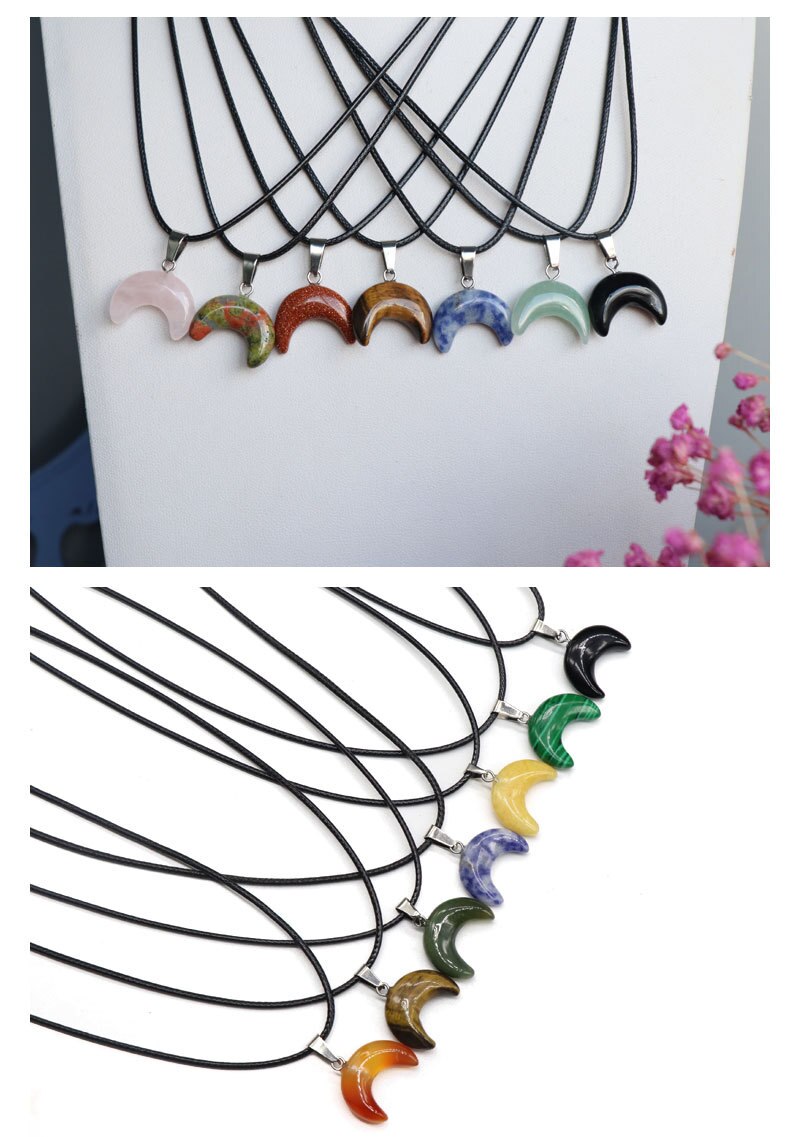 Small Moon Stone Crescent Pendant 1pcs