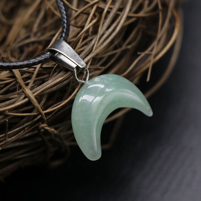 Small Moon Stone Crescent Pendant 1pcs