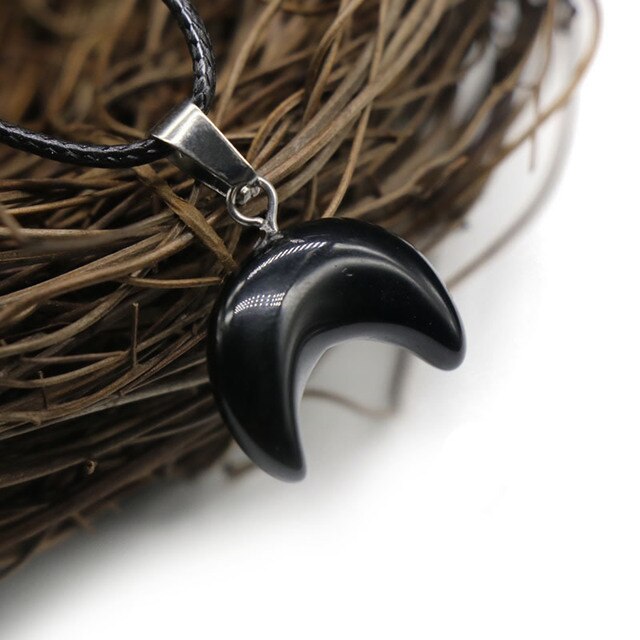 Small Moon Stone Crescent Pendant 1pcs