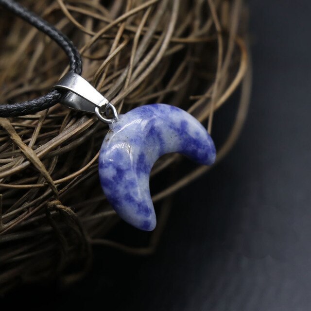 Small Moon Stone Crescent Pendant 1pcs