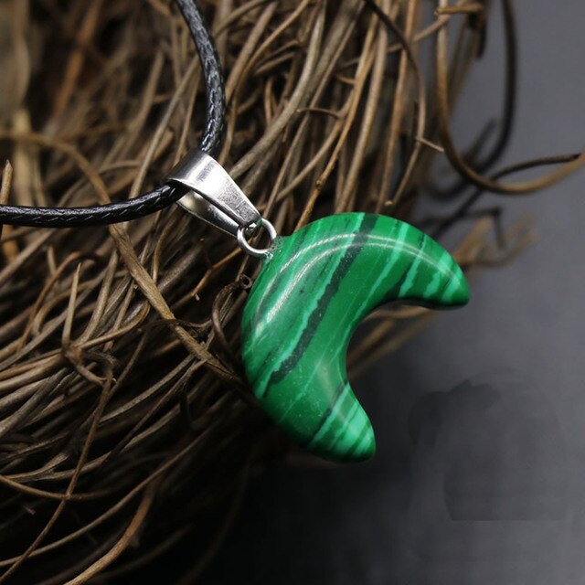 Small Moon Stone Crescent Pendant 1pcs