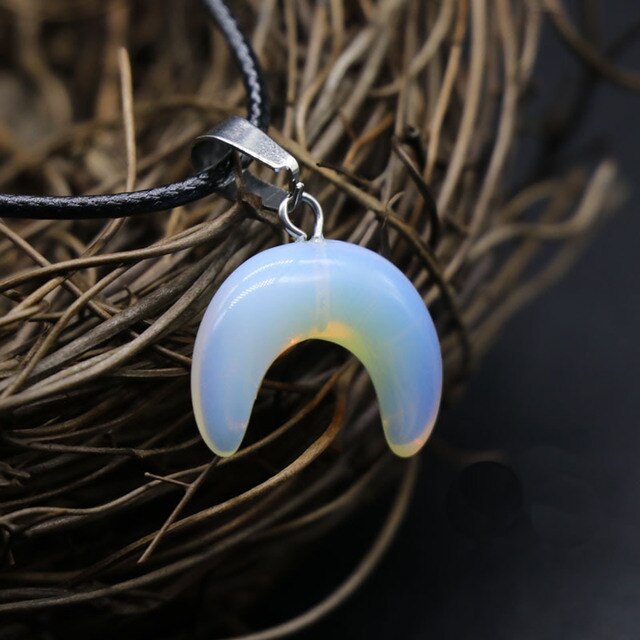Small Moon Stone Crescent Pendant 1pcs