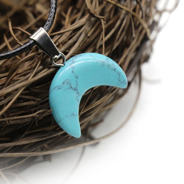Small Moon Stone Crescent Pendant 1pcs