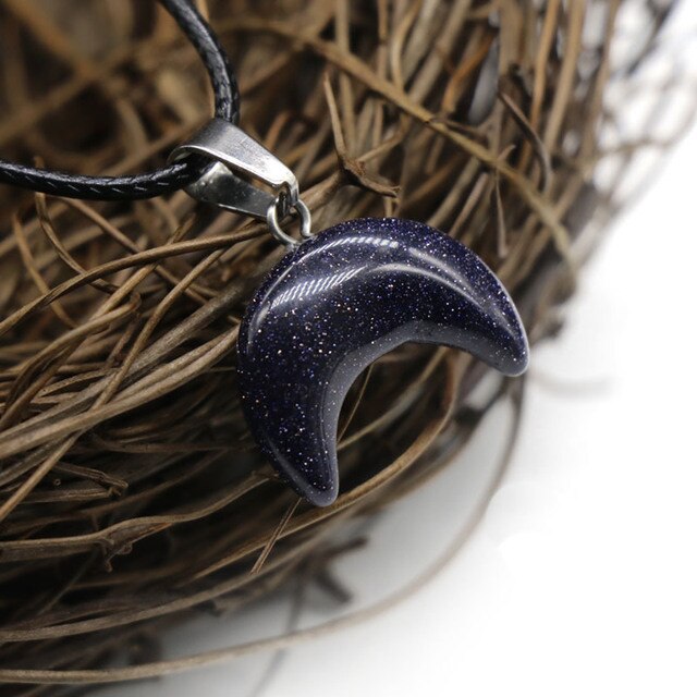 Small Moon Stone Crescent Pendant 1pcs