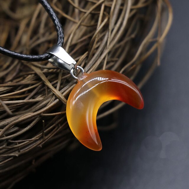 Small Moon Stone Crescent Pendant 1pcs