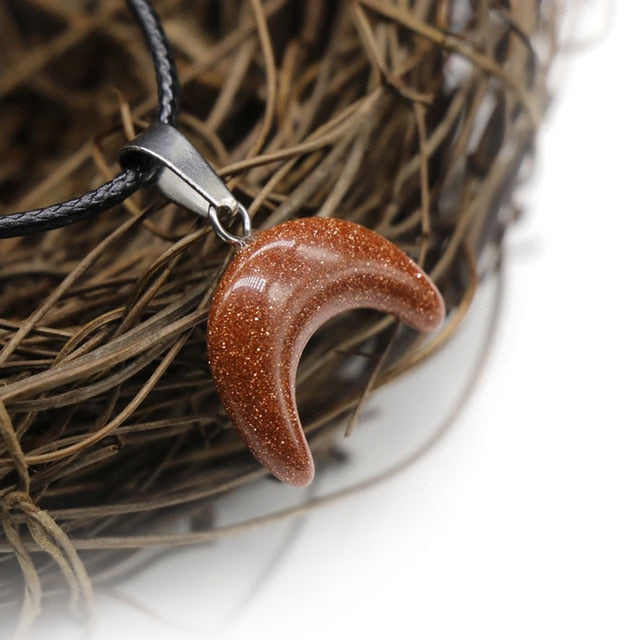 Small Moon Stone Crescent Pendant 1pcs