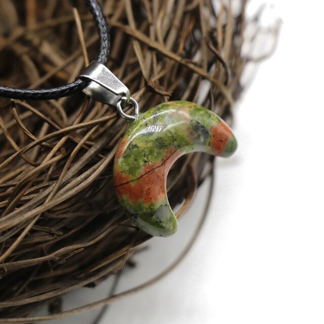 Small Moon Stone Crescent Pendant 1pcs