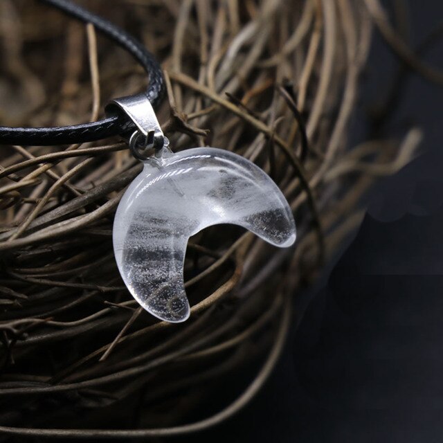Small Moon Stone Crescent Pendant 1pcs