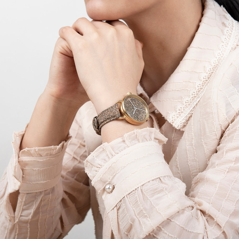 Couple Handmade Cork Strap Bamboo Women Watch