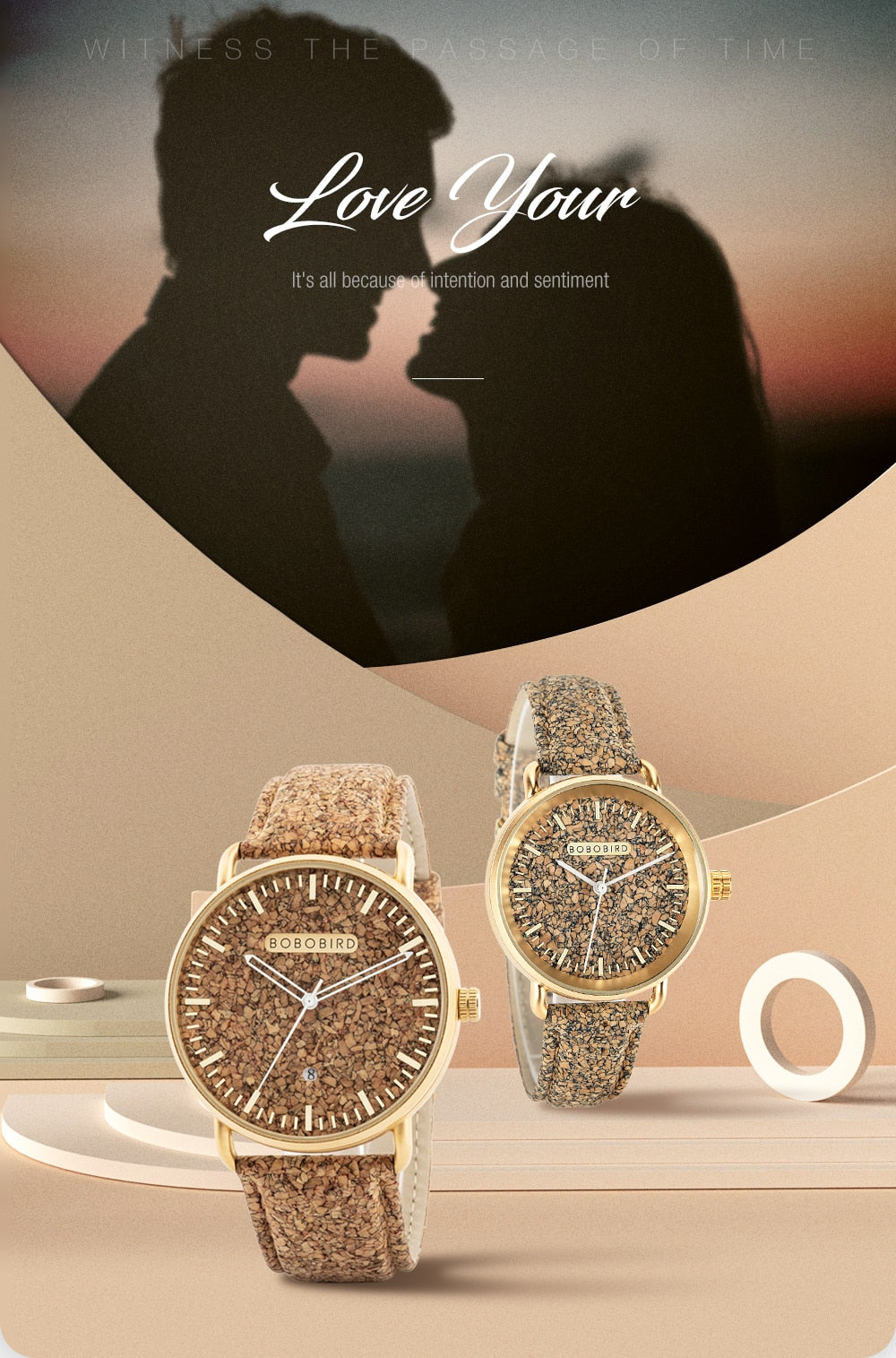 Couple Handmade Cork Strap Bamboo Women Watch
