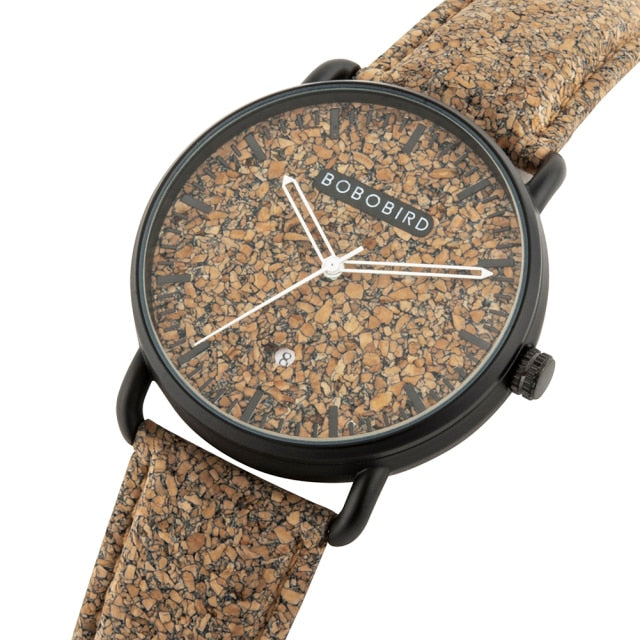 Couple Handmade Cork Strap Bamboo Women Watch