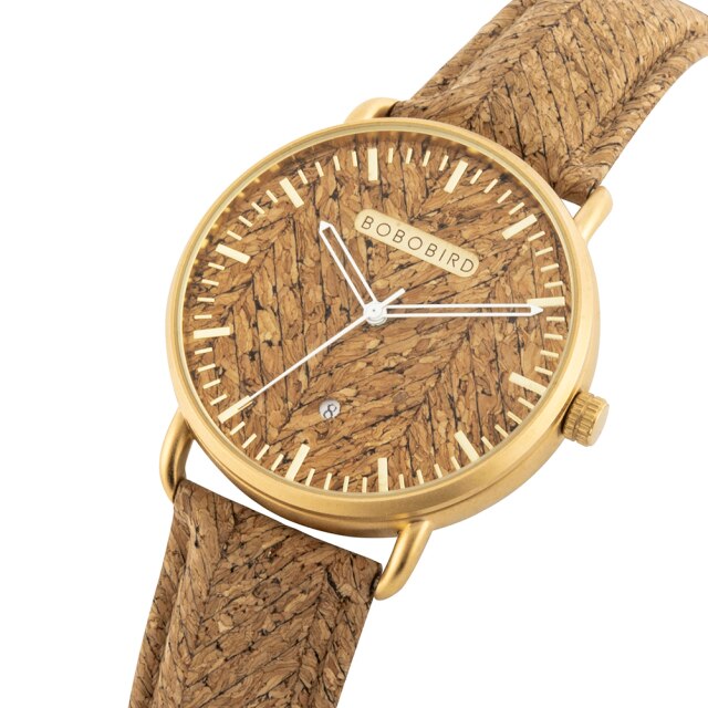 Couple Handmade Cork Strap Bamboo Women Watch