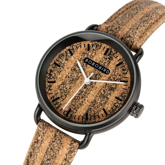Couple Handmade Cork Strap Bamboo Women Watch