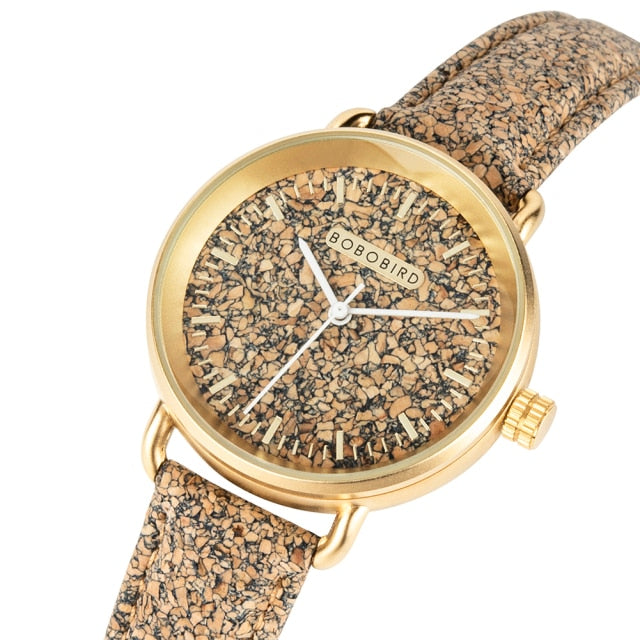 Couple Handmade Cork Strap Bamboo Women Watch