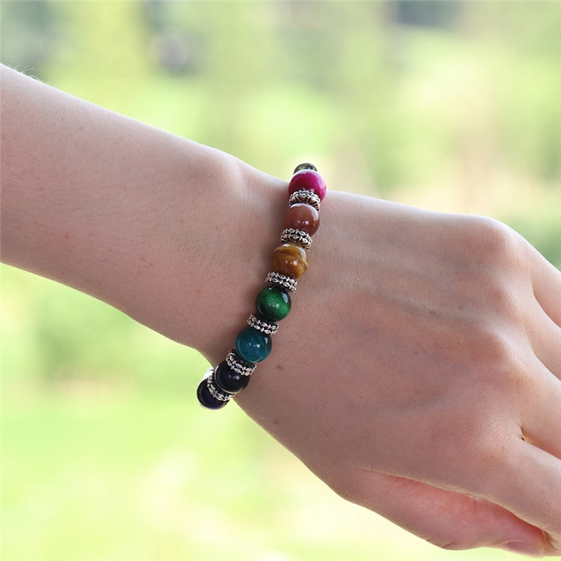 Colorful Tiger Eye 7 Chakra  Bracelet