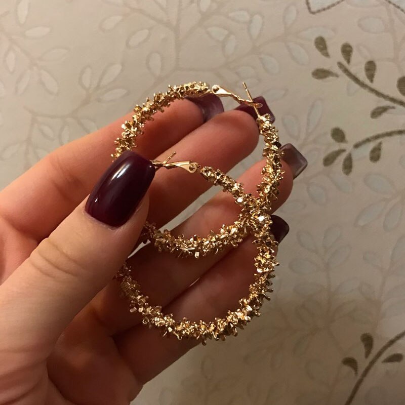 Retro Alloy Metal Round Hoop Earrings