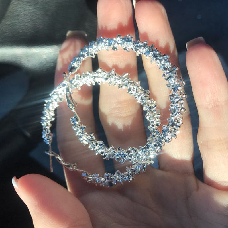 Retro Alloy Metal Round Hoop Earrings