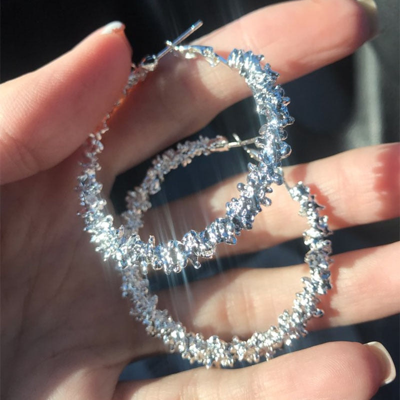 Retro Alloy Metal Round Hoop Earrings