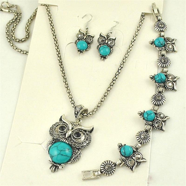Conjunto de joyas de búho vintage