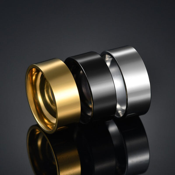 Anillos lisos de 8 mm para hombre y mujer, de acero inoxidable.